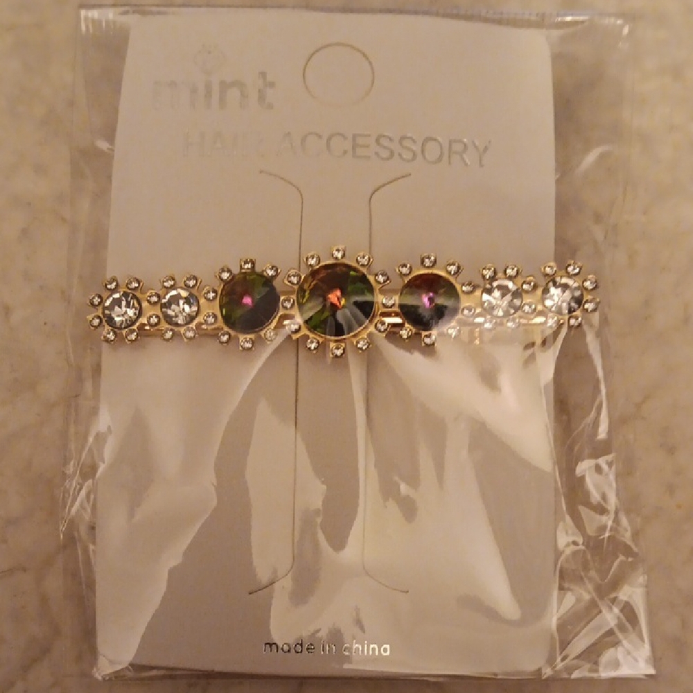 Mint Gold and Crystal Hair Accessory